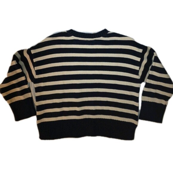 Gap Kids Girls Sweater Soft Striped Oversized Navy Ivory - Picture 3 of 5